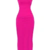 Nalini Fuchsia Stretch Mesh Maxi-jurk