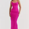 Nalini Fuchsia Stretch Mesh Maxi-jurk