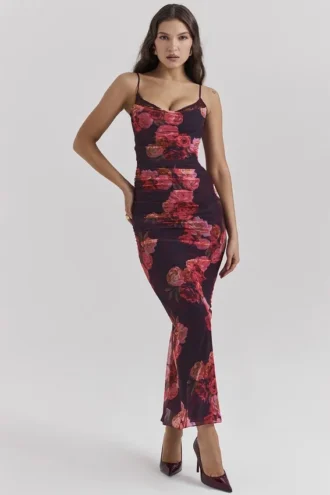 Nalini romantische maxi-jurk met bloemenprint