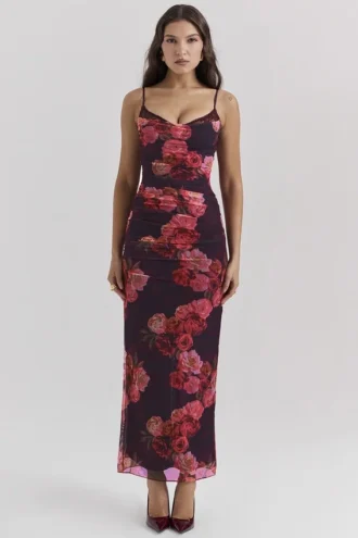 Nalini romantische maxi-jurk met bloemenprint