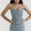 Nastassia Cool Blue versierd satijnkorset