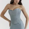 Nastassia Cool Blue versierd satijnkorset