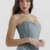 Nastassia Cool Blue versierd satijnkorset