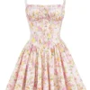 Natassia roze mini-jurk van katoen met weideprint