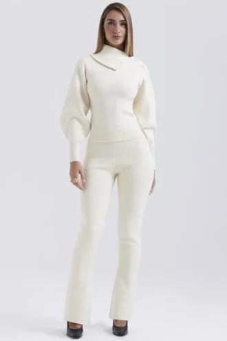 Nereida crèmekleurige kasjmiermix-broek