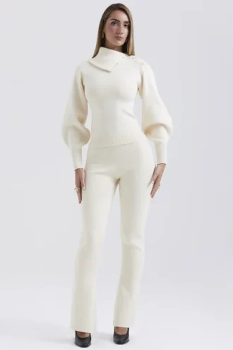 Nereida crèmekleurige kasjmiermix-broek
