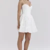 Nerissa witte jacquard mini-korsetjurk
