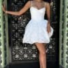 Nerissa witte jacquard mini-korsetjurk