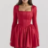 Nina Holly rode mini-jurk met afneembare strik van tule