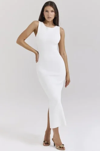 Noli witte mouwloze maxi-jurk