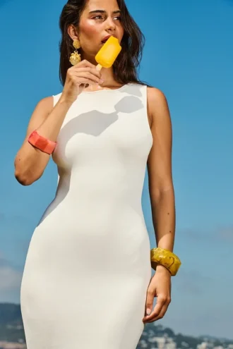 Noli witte mouwloze maxi-jurk