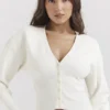 Noor gebreid vest in gebroken wit