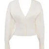 Noor gebreid vest in gebroken wit