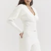Noor gebreid vest in gebroken wit