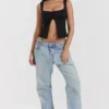 Noura zwarte top met kanten rand