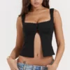 Noura zwarte top met kanten rand