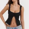 Noura zwarte top met kanten rand