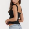 Noura zwarte top met kanten rand