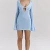 Noya Ocean Blue gebreide mini-jurk
