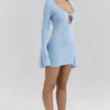 Noya Ocean Blue gebreide mini-jurk