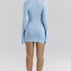 Noya Ocean Blue gebreide mini-jurk