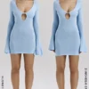 Noya Ocean Blue gebreide mini-jurk