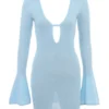 Noya Ocean Blue gebreide mini-jurk