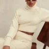 Nyala Crème Zachte Bouclé Gebreide Cropped Truien
