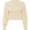 Nyala Crème Zachte Bouclé Gebreide Cropped Truien