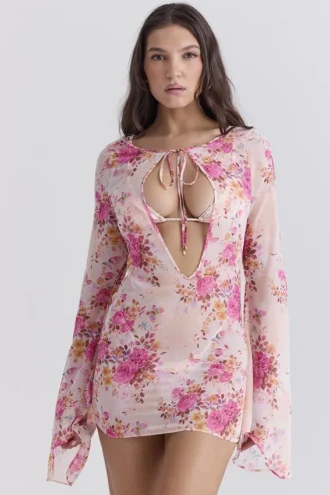 Oceana strandjurk met bloemenprint als bovenkleding