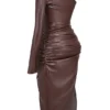 Octavia Cocoa veganistische leren maxi-jurk