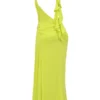 Olessia Acid Lime rugloze halter maxi-jurk
