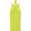 Olessia Acid Lime rugloze halter maxi-jurk