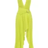 Olessia Acid Lime rugloze halter maxi-jurk