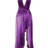 Olessia Orchid rugloze halter maxi-jurk
