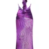 Olessia Orchid rugloze halter maxi-jurk