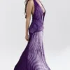 Olessia Orchid rugloze halter maxi-jurk