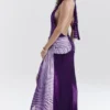 Olessia Orchid rugloze halter maxi-jurk