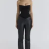 Omari Zwarte fluwelen, figuurcorrigerend strapless korsetten-top