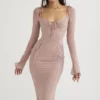 Ophelia Blush Midi-jurk met uitsnijdingen