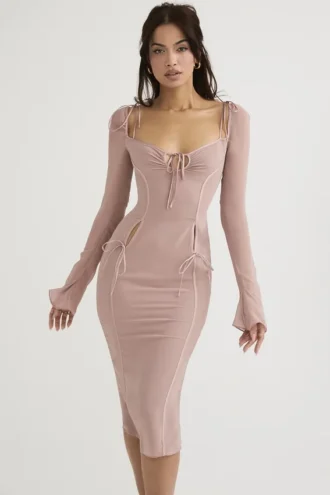 Ophelia Blush Midi-jurk met uitsnijdingen