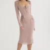 Ophelia Blush Midi-jurk met uitsnijdingen