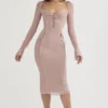 Ophelia Blush Midi-jurk met uitsnijdingen