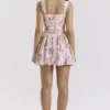 Ophelia roze jurk met strikprint en Pofbroeken