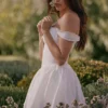 Ophelia witte katoen mini-jurk met pofbroeken