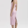Ophelle Roze Jacquard Bodycon Midi-jurk met vetersluiting