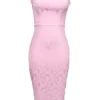 Ophelle Roze Jacquard Bodycon Midi-jurk met vetersluiting