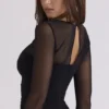 Orelia Zwarte gedrapeerde mesh body’s