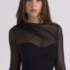 Orelia Zwarte gedrapeerde mesh body’s