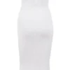 Oriana witte geribde gebreide strapless midi-jurk